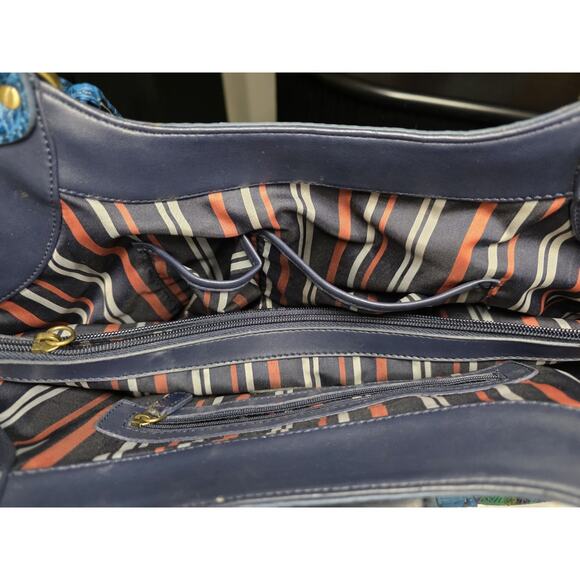 Sharif Studio Handbag Women's Blue Leather Crocodiles Embossed Satchel Vintage - Picture 7 of 8